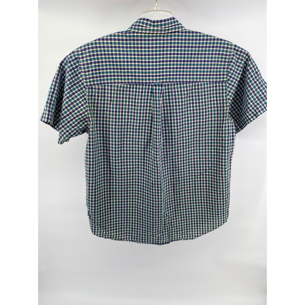 Chaps Ralph Lauren Mens Plaid Short Sleeve Button Down Shirt Blue Green Medium - Picture 2 of 7